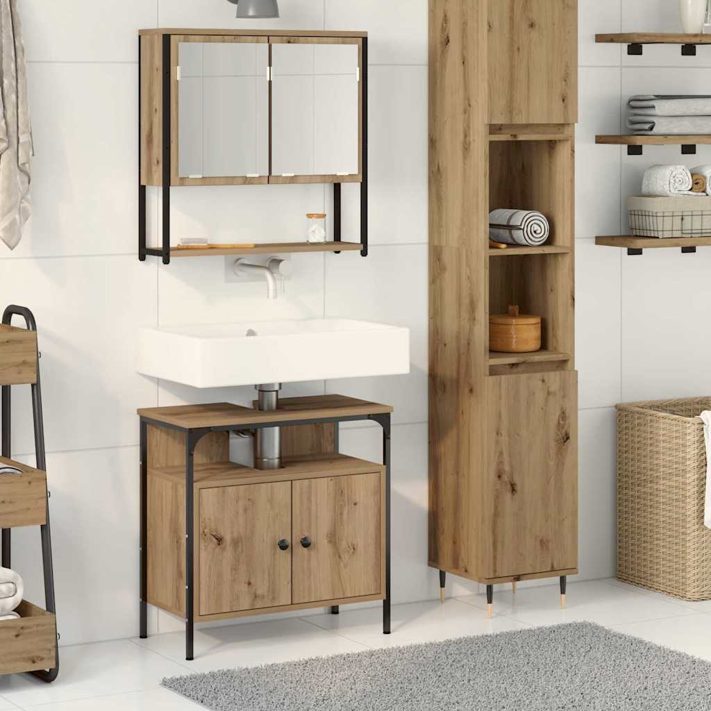 Set di mobili per il bagno 2 pcs Marrone Legno multistrato
