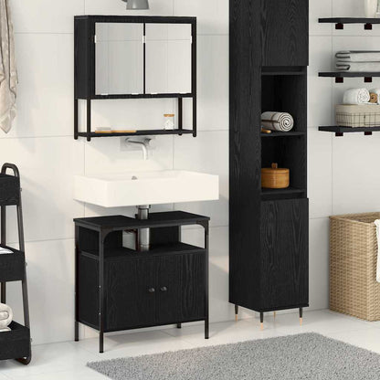 Set di mobili per il bagno 2 pcs Nero Legno multistrato