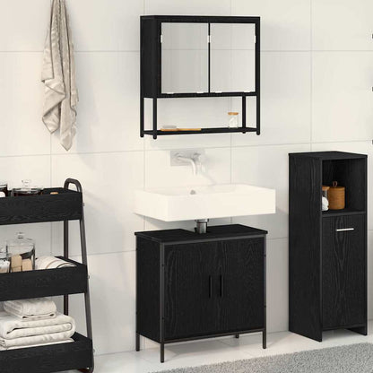 Set di mobili per il bagno 2 pcs Nero Legno multistrato