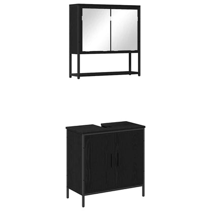 Set di mobili per il bagno 2 pcs Nero Legno multistrato