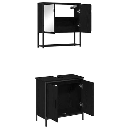 Set di mobili per il bagno 2 pcs Nero Legno multistrato