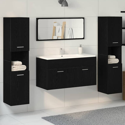 Set di mobili per il bagno 4 pcs Rovere Nero Legno multistrato