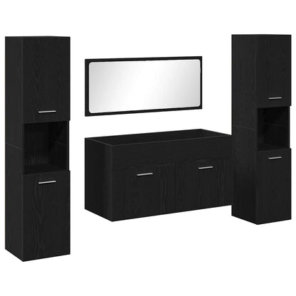 Set di mobili per il bagno 4 pcs Rovere Nero Legno multistrato