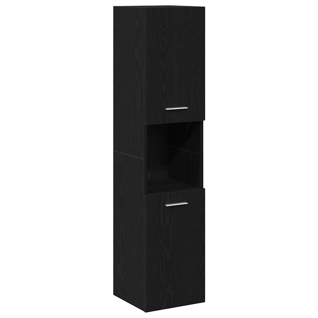 Set di mobili per il bagno 4 pcs Rovere Nero Legno multistrato