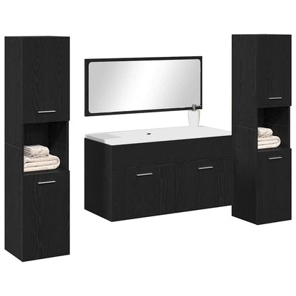 Set di mobili per il bagno 4 pcs Rovere Nero Legno multistrato