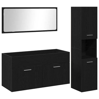 Set di mobili per il bagno 3 pcs Rovere Nero Legno multistrato
