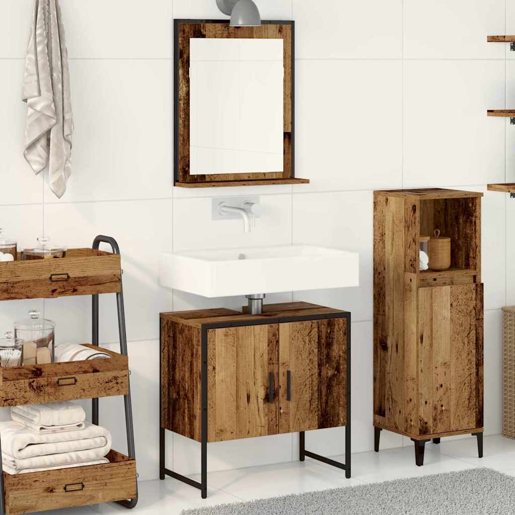 Set di mobili per il bagno 2 pcs Marrone Legno multistrato