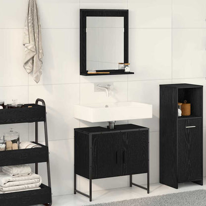 Set di mobili per il bagno 2 pcs Nero Legno multistrato