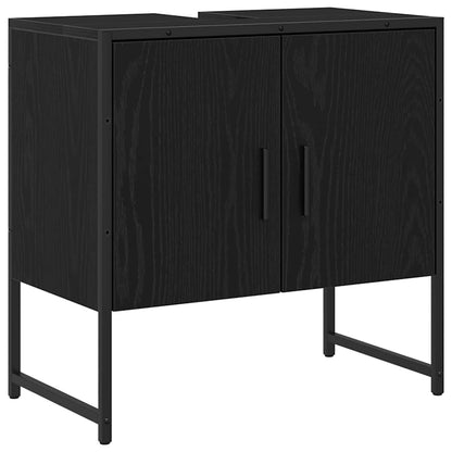 Set di mobili per il bagno 2 pcs Nero Legno multistrato