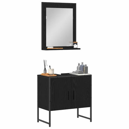 Set di mobili per il bagno 2 pcs Nero Legno multistrato