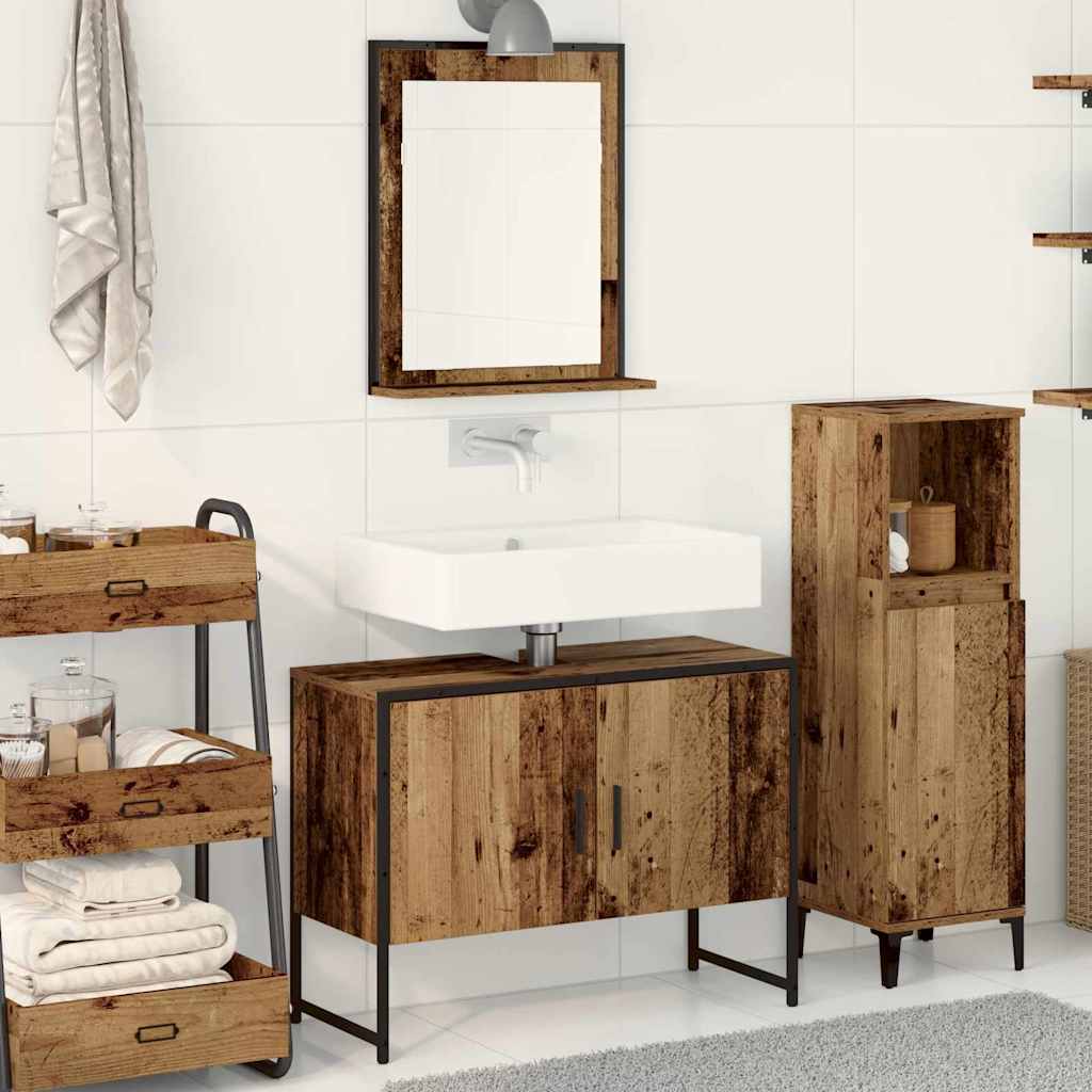 Set di mobili per il bagno 2 pcs Marrone Legno multistrato