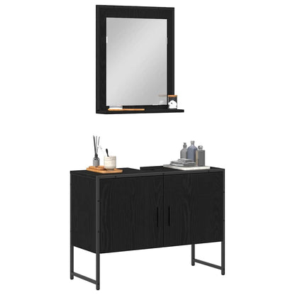 Set di mobili per il bagno 2 pcs Nero Legno multistrato
