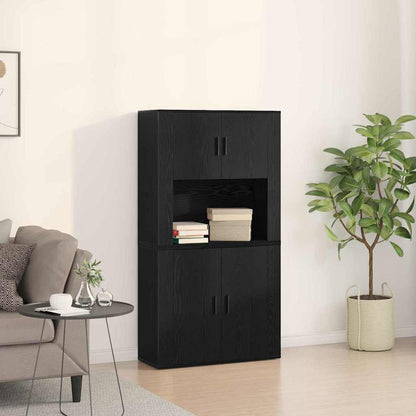 Credenza Rovere Nero 80 x 33 x 150 cm Legno multistrato