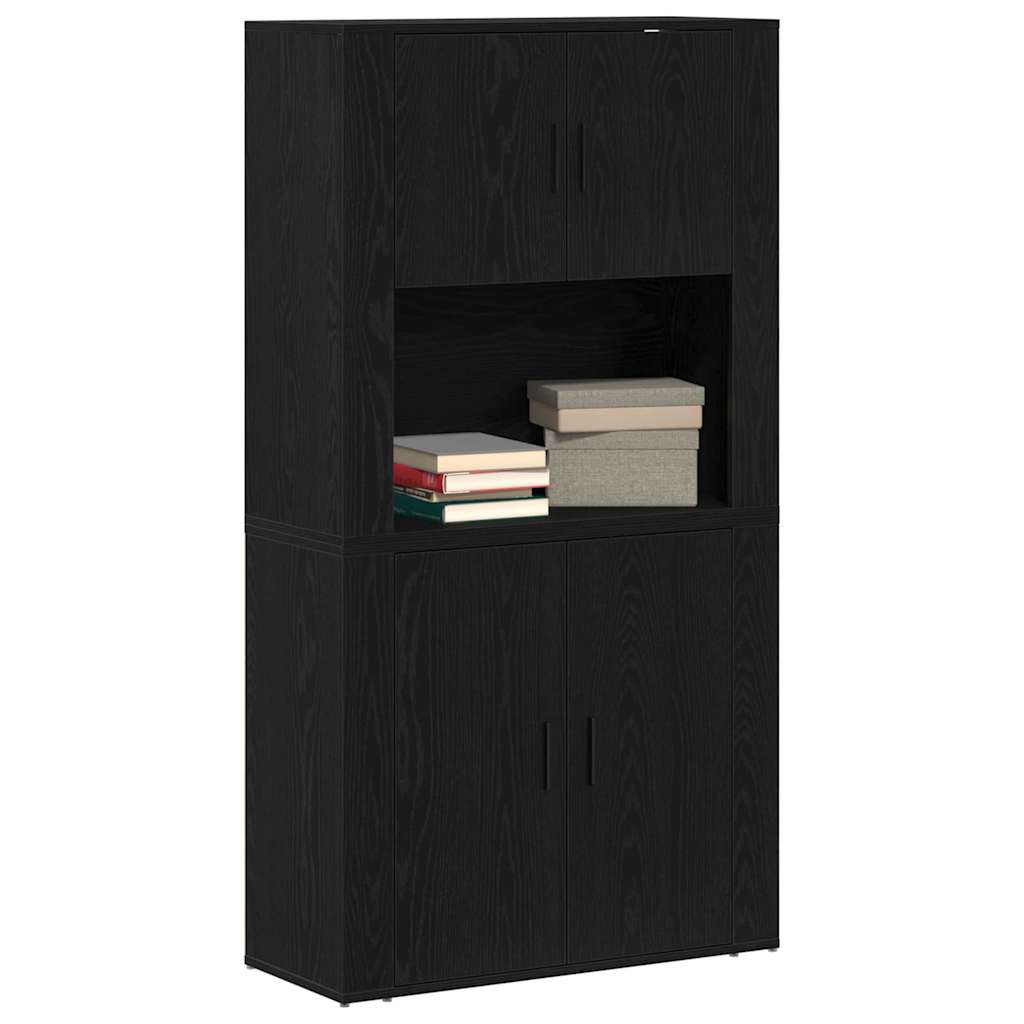 Credenza Rovere Nero 80 x 33 x 150 cm Legno multistrato
