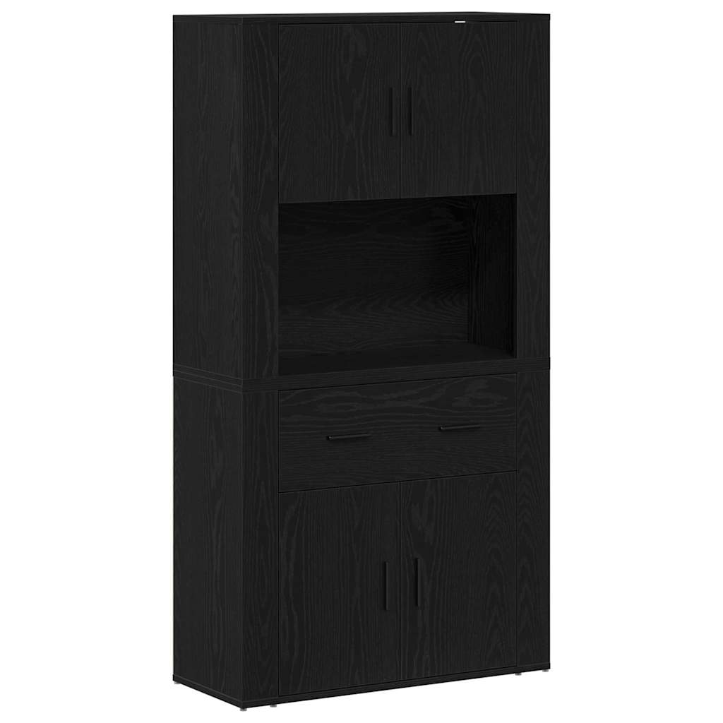 Highboard Rovere nero 80 x 33 x 150 cm Legno multistrato