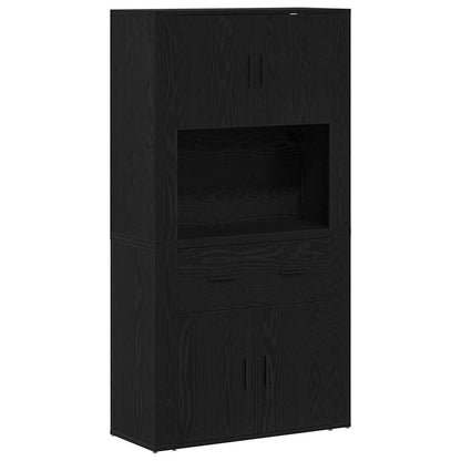 Highboard Rovere nero 80 x 33 x 150 cm Legno multistrato