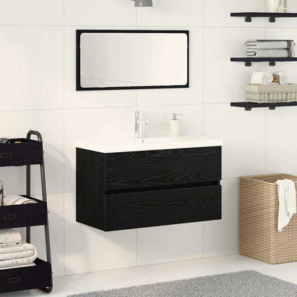 Set di mobili per il bagno 3 pcs Rovere Nero Legno multistrato