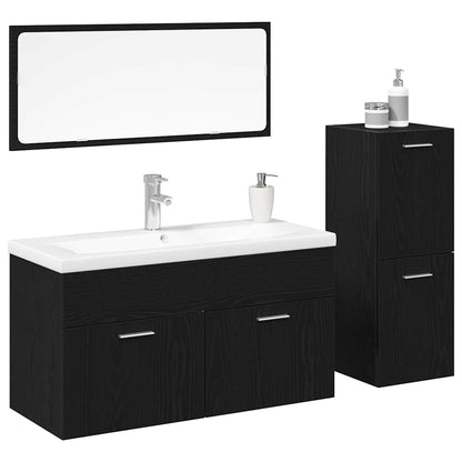 Set di mobili per il bagno 4 pcs Rovere Nero Legno multistrato