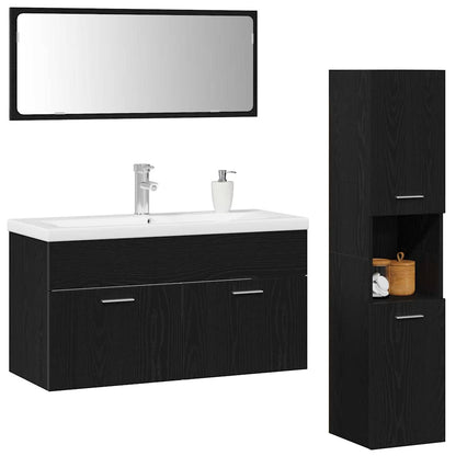 Set di mobili per il bagno 4 pcs Rovere Nero Legno multistrato