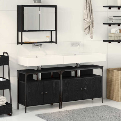 Set di mobili per il bagno 3 pcs Nero Legno multistrato