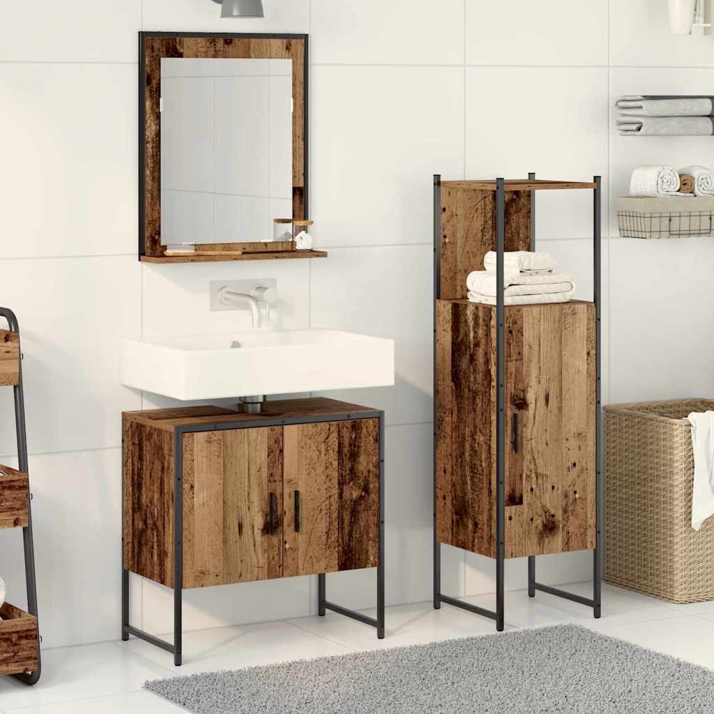 Set di mobili per il bagno 3 pcs Marrone Legno multistrato