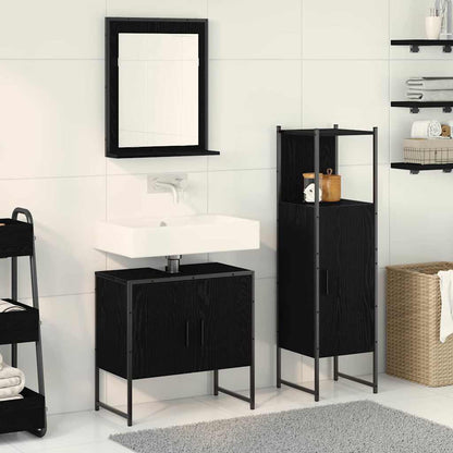 Set di mobili per il bagno 3 pcs Nero Legno multistrato