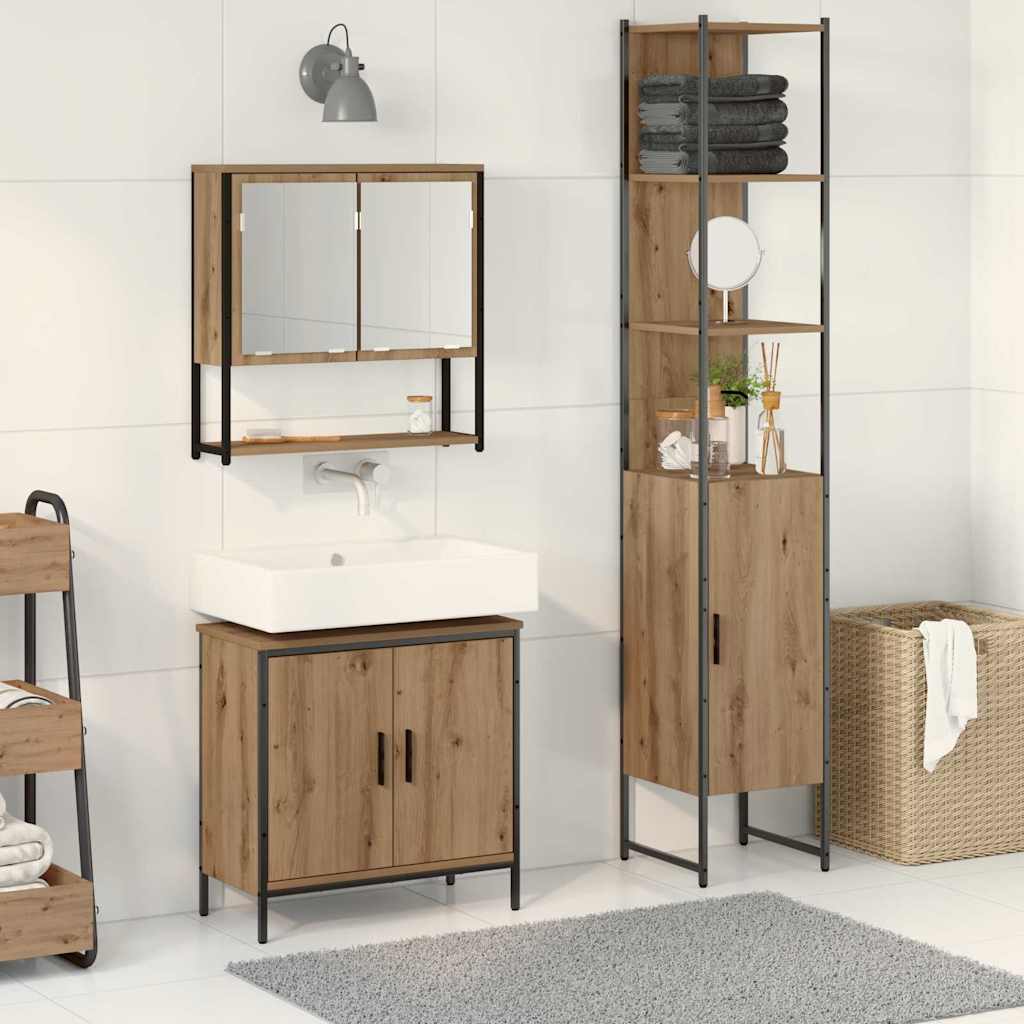 Set di mobili per il bagno 3 pcs Marrone Legno multistrato