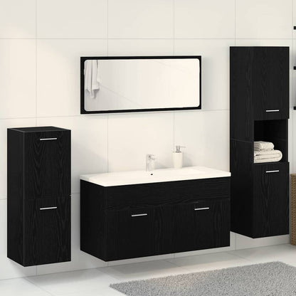 Set di mobili per il bagno 4 pcs Rovere Nero Legno multistrato