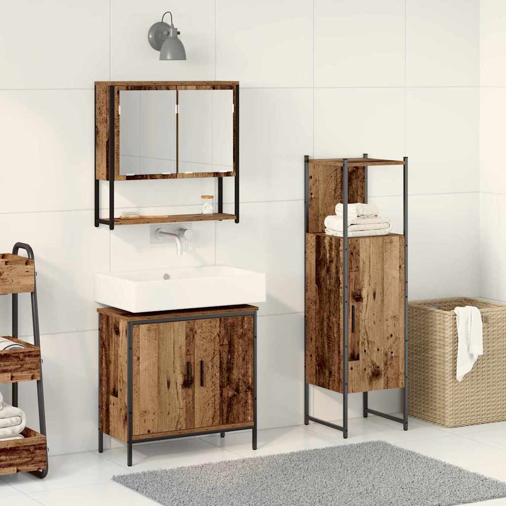 Set di mobili per il bagno 3 pcs Marrone Legno multistrato