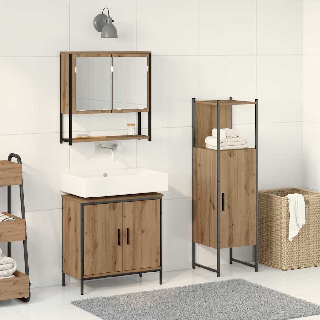 Set di mobili per il bagno 3 pcs Marrone Legno multistrato