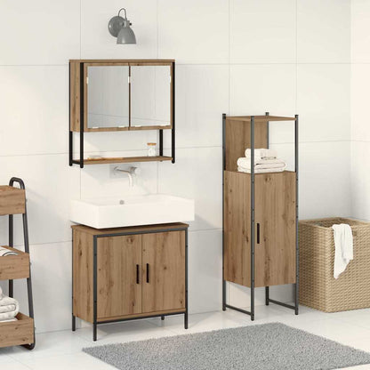 Set di mobili per il bagno 3 pcs Marrone Legno multistrato