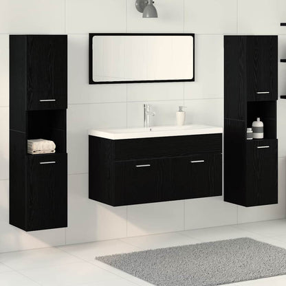 Set di mobili per il bagno 4 pcs Rovere Nero Legno multistrato