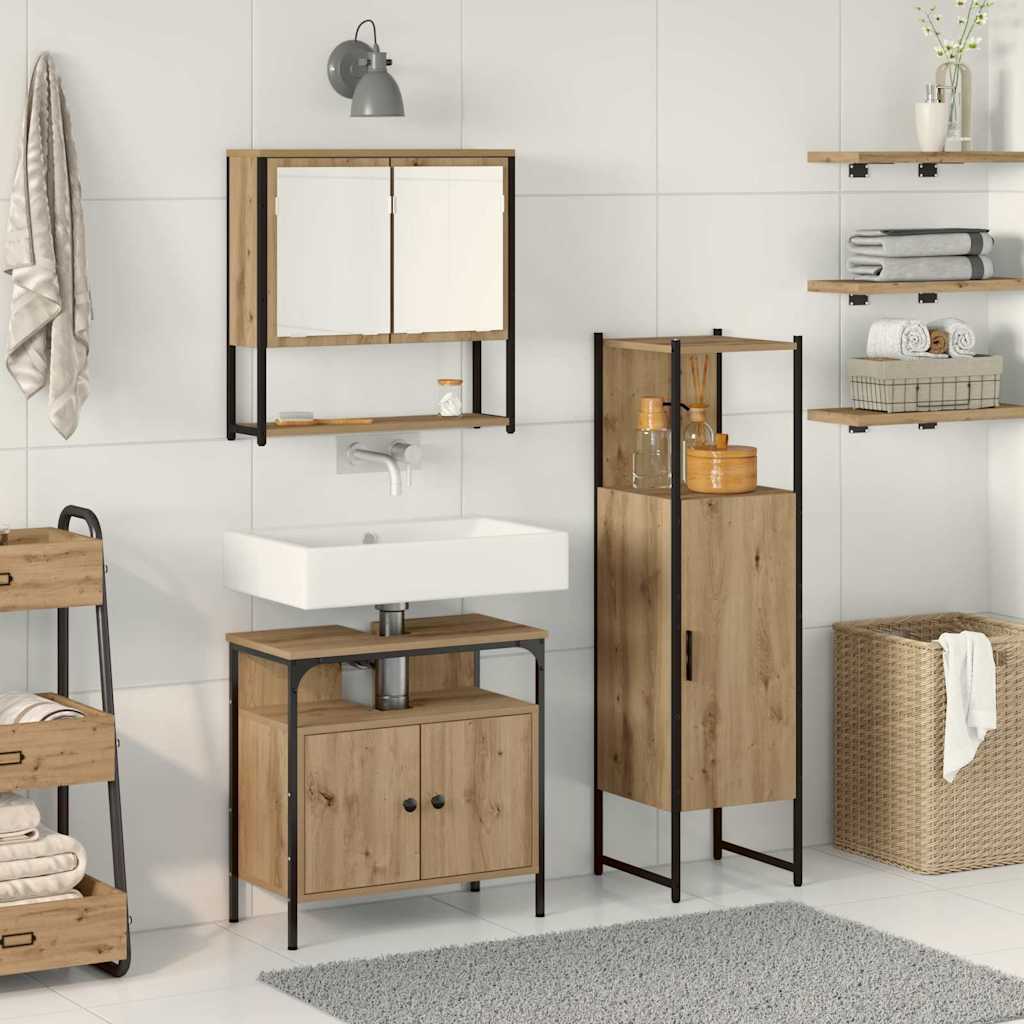 Set di mobili per il bagno 3 pcs Marrone Legno multistrato