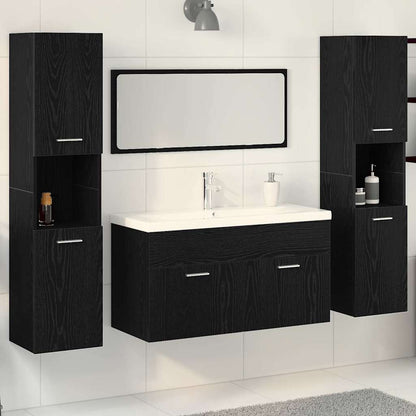 Set di mobili per il bagno 4 pcs Rovere Nero Legno multistrato