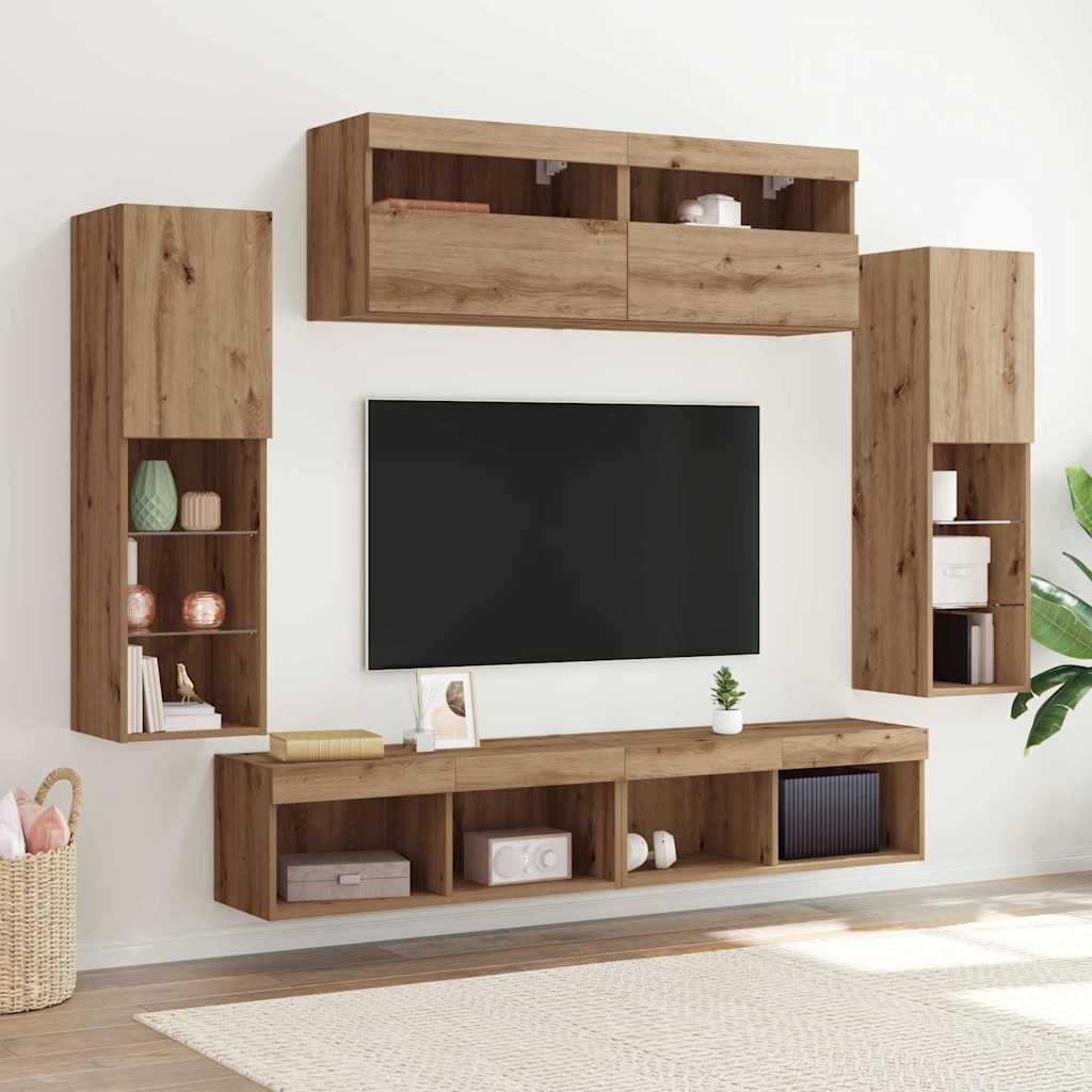Set mobile TV 6 pcs rovere artigianale Legno multistrato