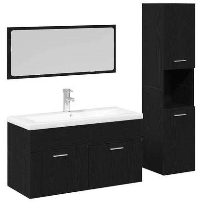 Set di mobili per il bagno 4 pcs Rovere Nero Legno multistrato