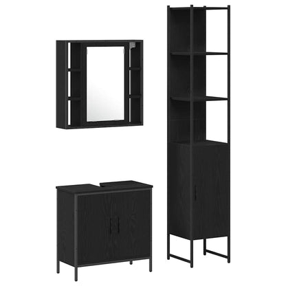 UnitÃƒÆ’Ã‚Â  da Bagno con lo scaffale 3 pcs Nero Legno multistrato
