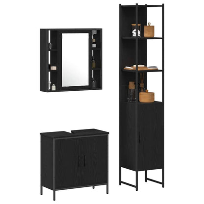 UnitÃƒÆ’Ã‚Â  da Bagno con lo scaffale 3 pcs Nero Legno multistrato