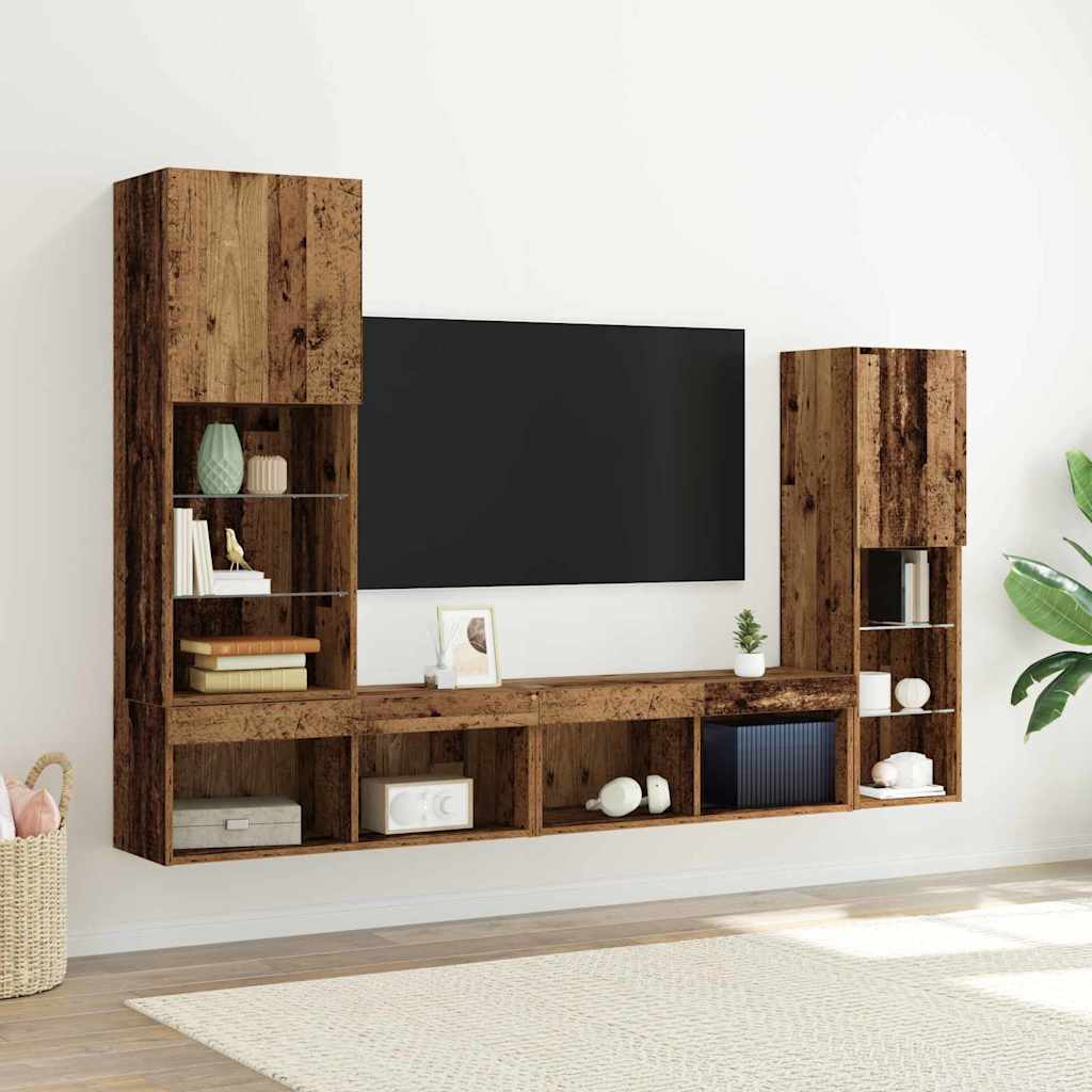 Mobile TV 4 pcs Legno vecchio Legno multistrato
