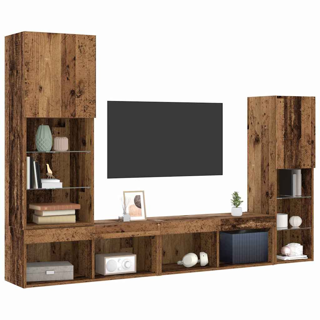 Mobile TV 4 pcs Legno vecchio Legno multistrato