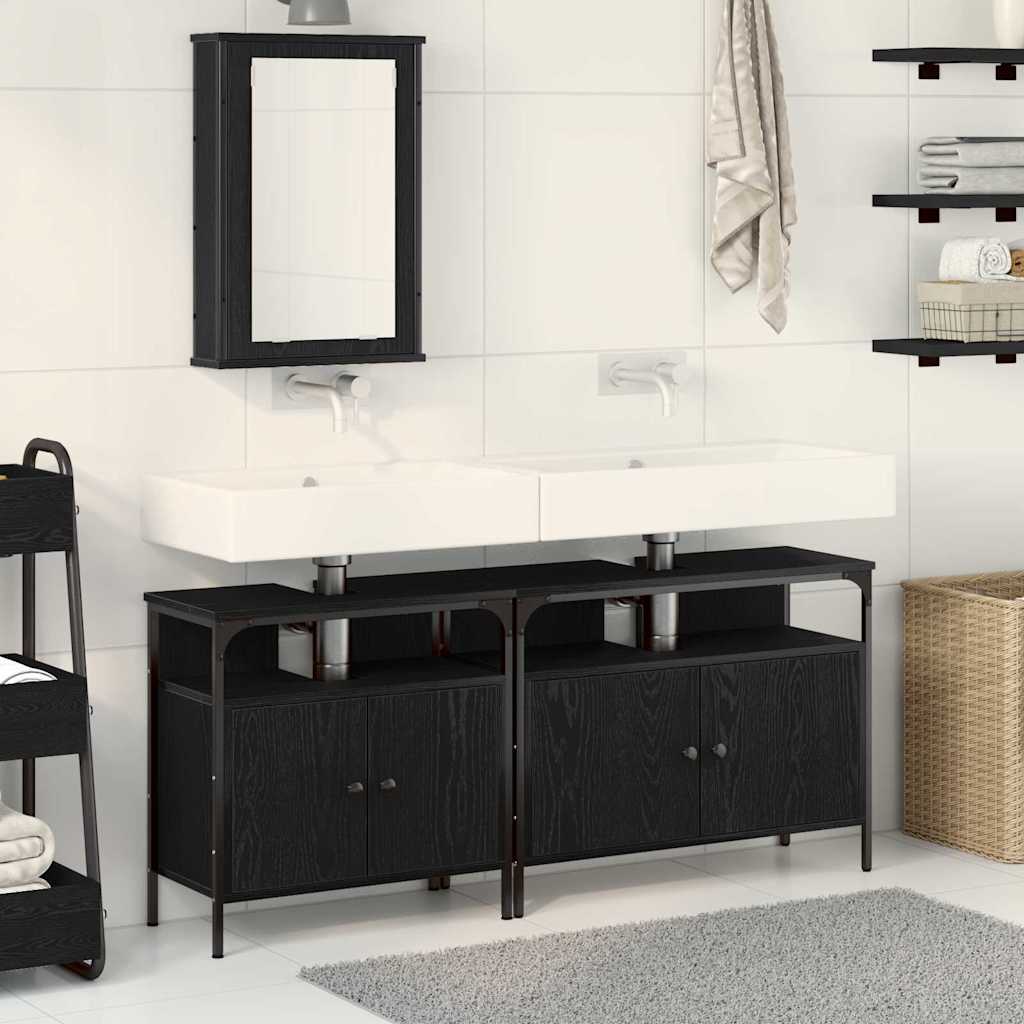 UnitÃƒÆ’Ã‚Â  da Bagno con lo scaffale 3 pcs Nero Legno multistrato
