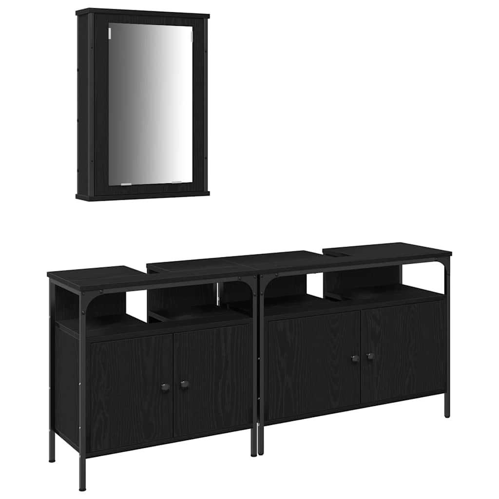 UnitÃƒÆ’Ã‚Â  da Bagno con lo scaffale 3 pcs Nero Legno multistrato