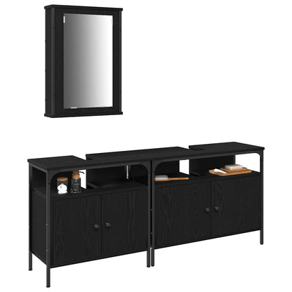 UnitÃƒÆ’Ã‚Â  da Bagno con lo scaffale 3 pcs Nero Legno multistrato