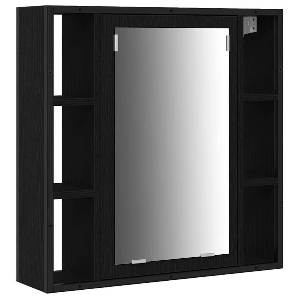 Set di mobili per il bagno 3 pcs Rovere Nero Legno multistrato
