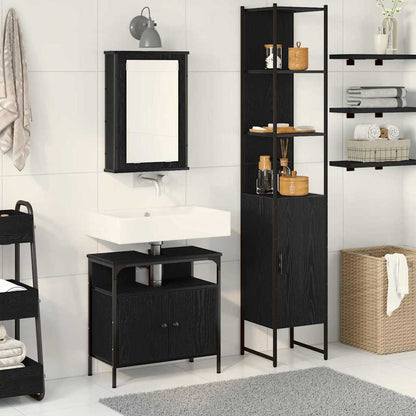 Set di mobili per il bagno 3 pcs Rovere Nero Legno multistrato