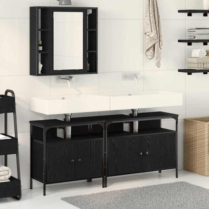UnitÃƒÆ’Ã‚Â  da Bagno con lo scaffale 3 pcs Nero Legno multistrato