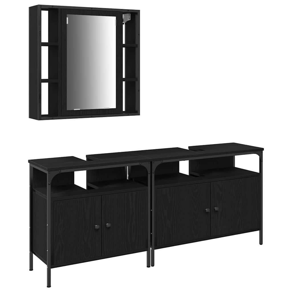 UnitÃƒÆ’Ã‚Â  da Bagno con lo scaffale 3 pcs Nero Legno multistrato