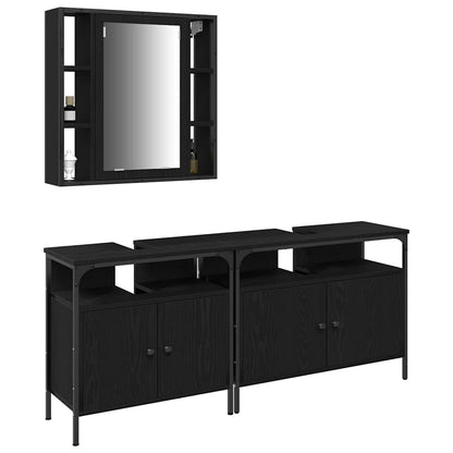 UnitÃƒÆ’Ã‚Â  da Bagno con lo scaffale 3 pcs Nero Legno multistrato