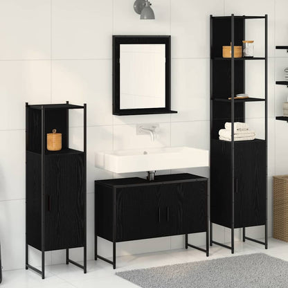 Set di mobili per il bagno 4 pcs Nero Legno multistrato