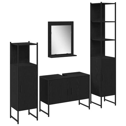 Set di mobili per il bagno 4 pcs Nero Legno multistrato